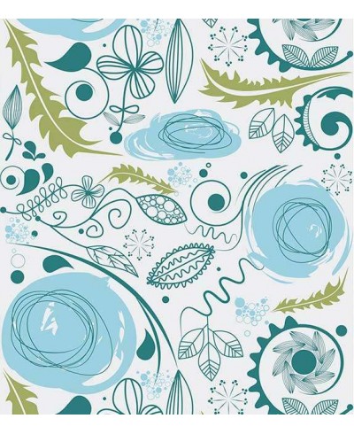 Papel de parede floral, flores azuis com detalhes em azul petróleo e folhagem verde - Floral 59 Papel de parede floral, flores azuis com detalhes em azul petróleo e folhagem verde - Floral 59