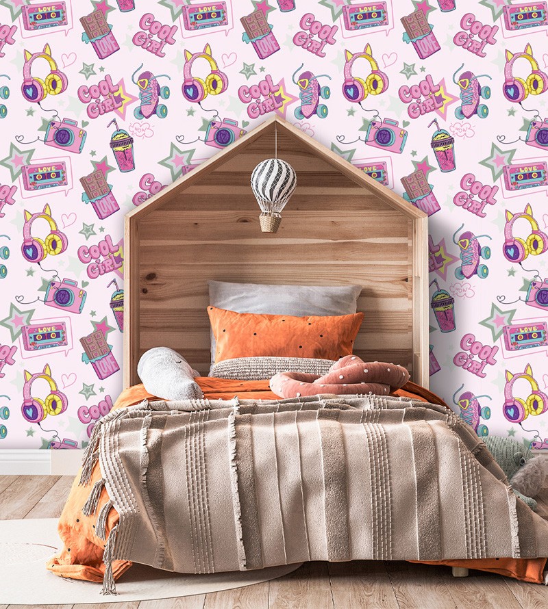 Papel de Parede Infantil Acessórios Fone Rádio...