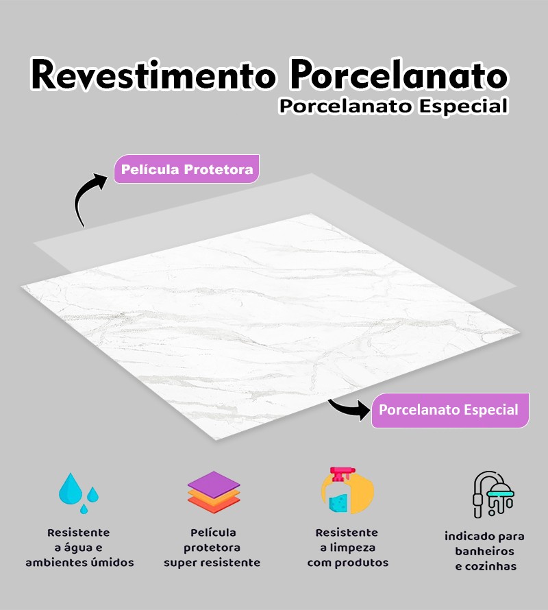 Revestimento Porcelanato Mármore Branco Rajado...