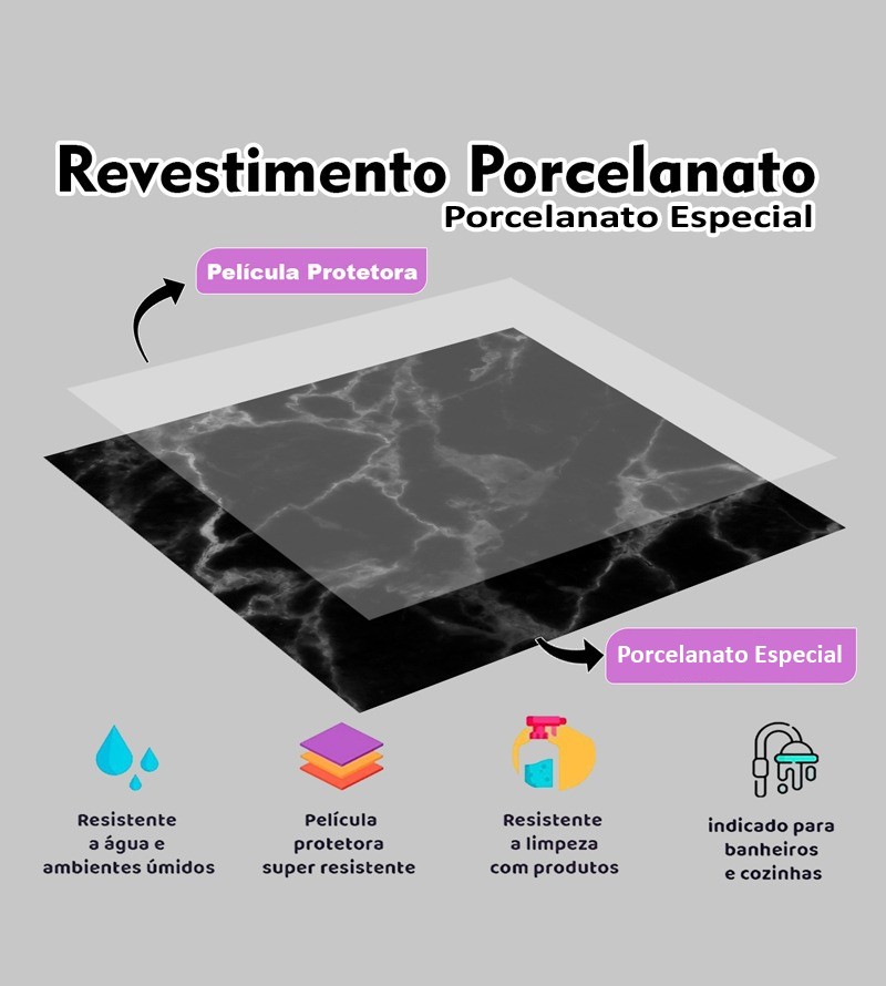 Revestimento Porcelanato Mármore Preto Laminado...
