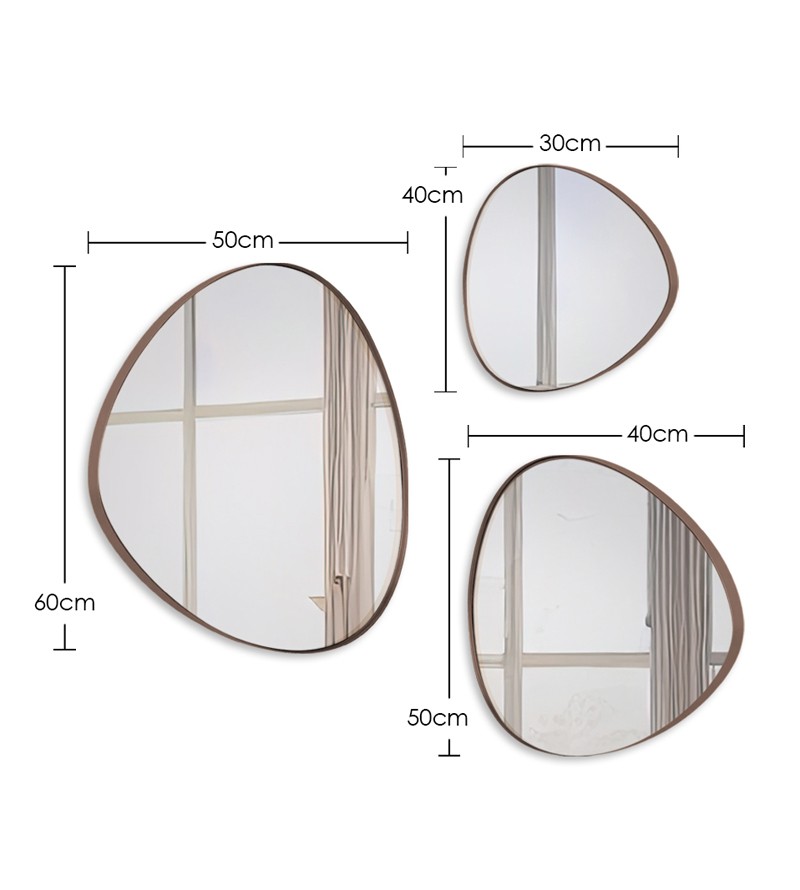 Kit 3 Espelhos Orgânico Decorativo com Borda em...