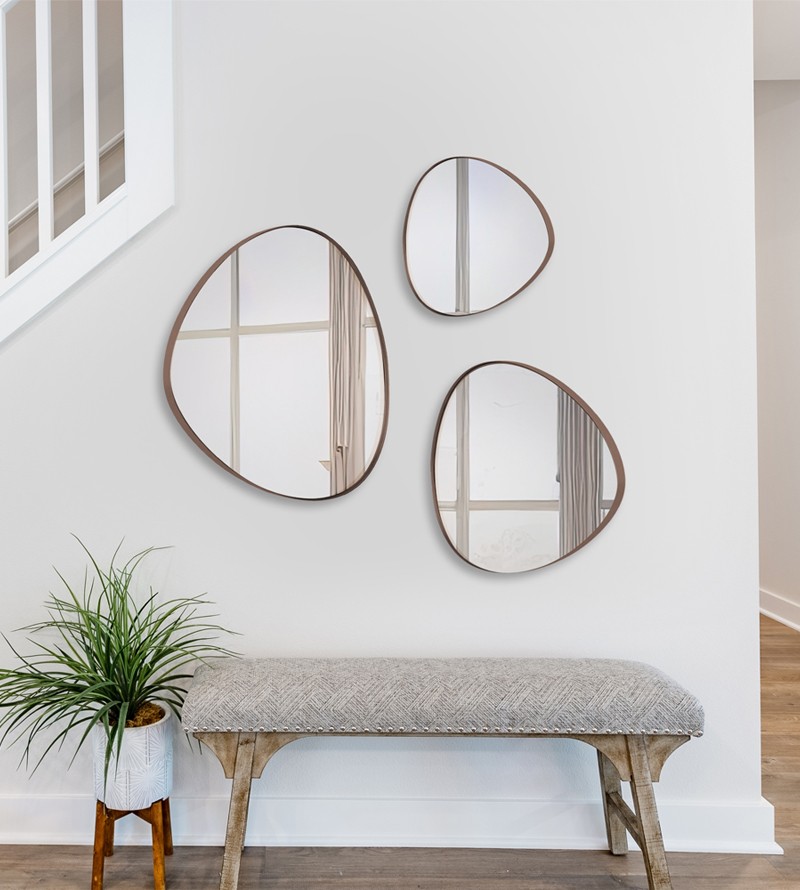 Kit 3 Espelhos Orgânico Decorativo com Borda em...