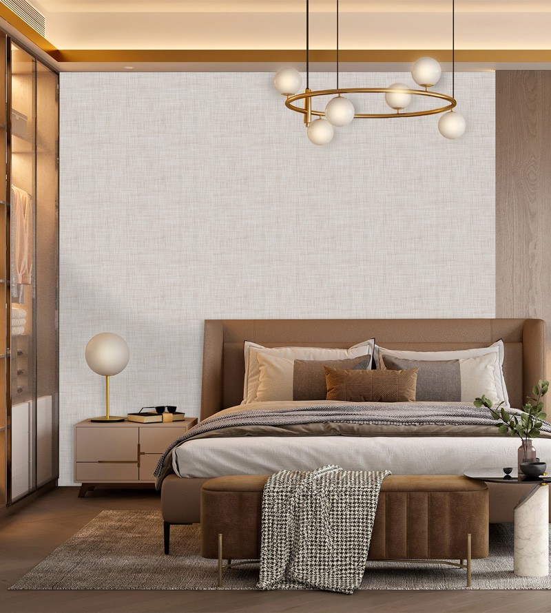 Papel de Parede Estilo Tecido Linho Bege