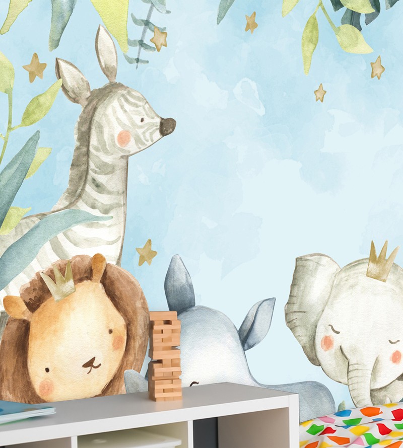 Papel de Parede Foto Mural Infantil Safari Baby...