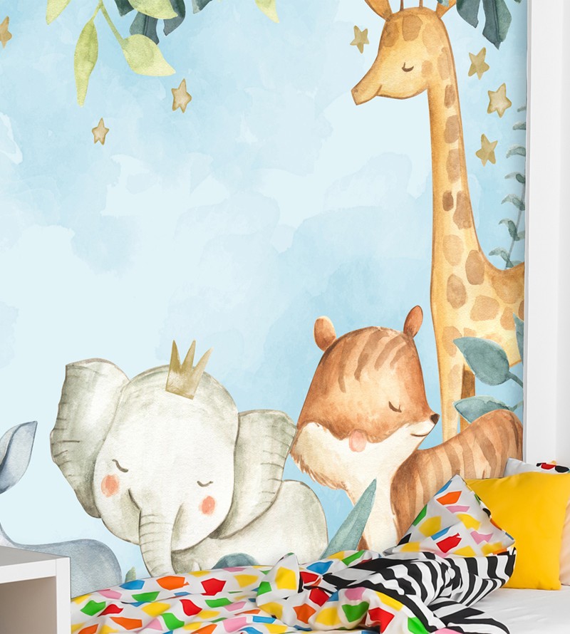 Papel de Parede Foto Mural Infantil Safari Baby...