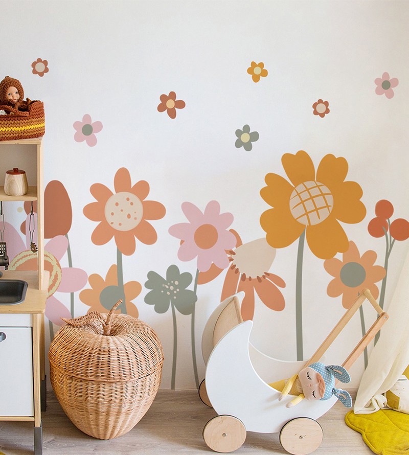 Adesivos de Parede Boho Floral Infantil para...