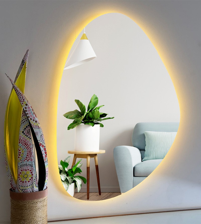 Espelho Orgânico Decorativo com LED 85x55cm