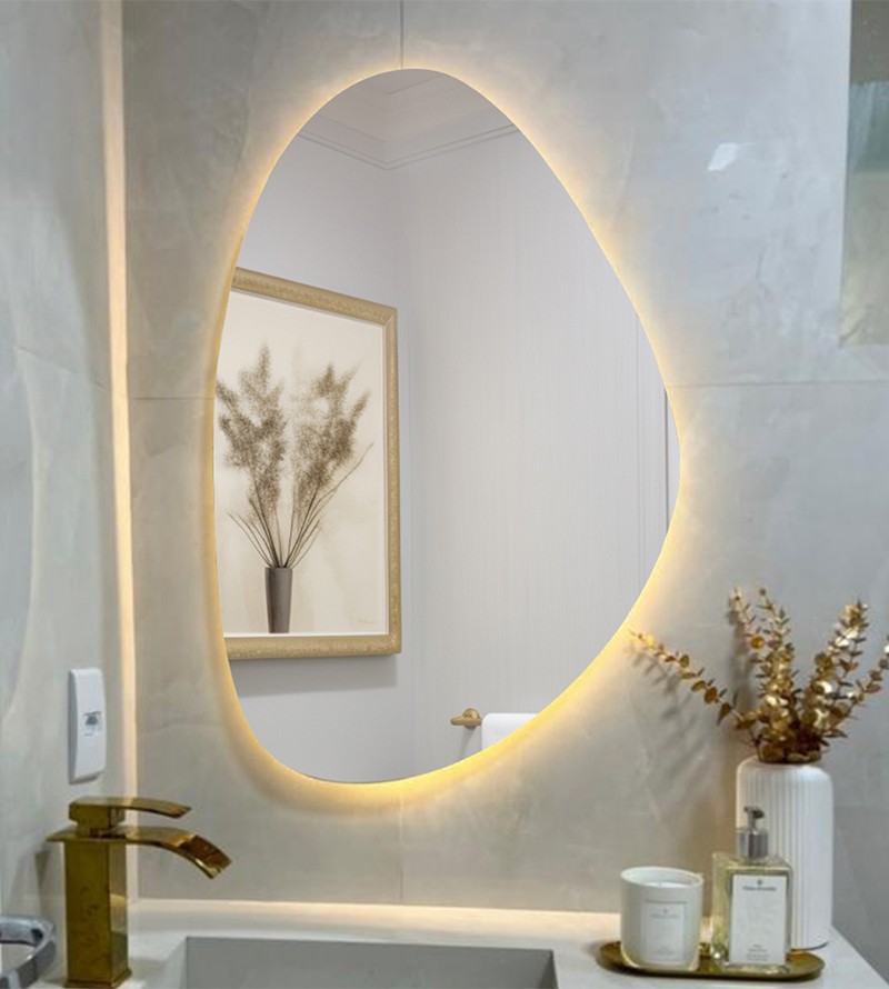 Espelho Orgânico Decorativo com LED 85x55cm
