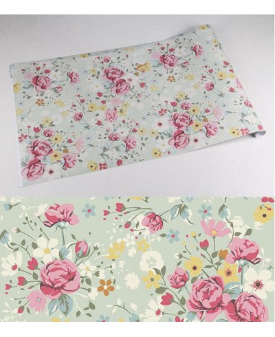 Papel de parede romântico cor rose, branco, verde musgo, amarelo e fundo verde acinzentado