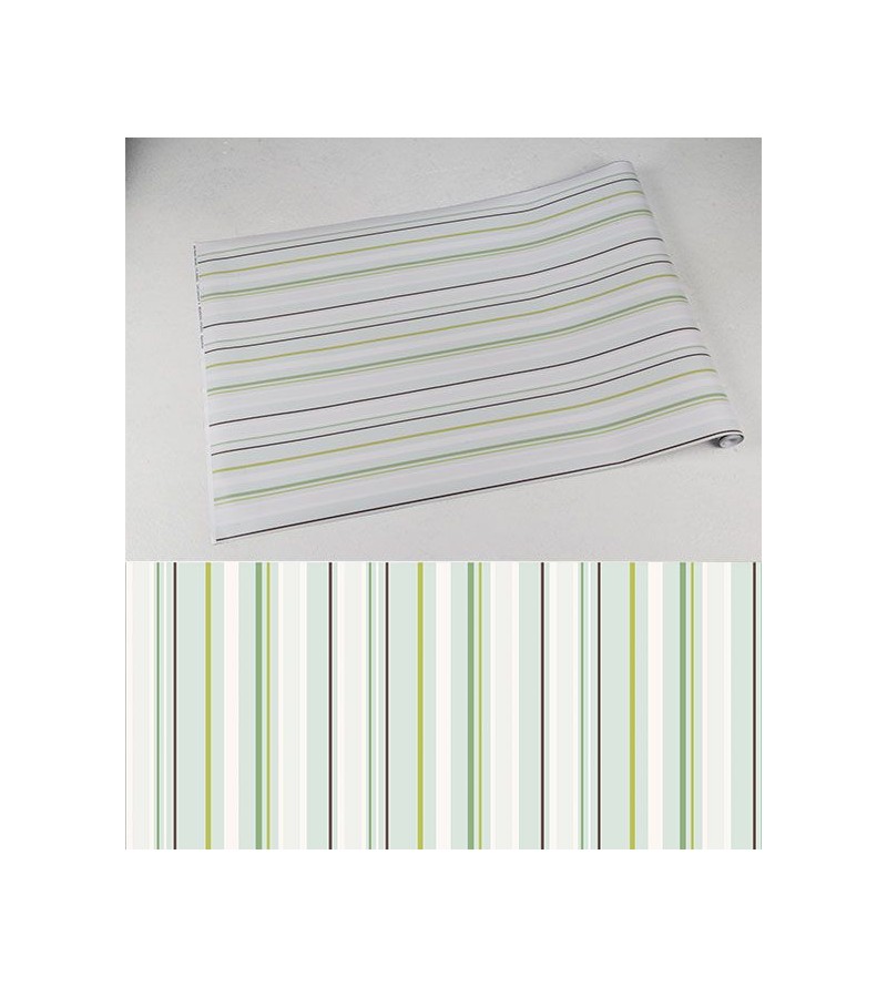 Papel de parede listrado de verde, verde oliva e branco