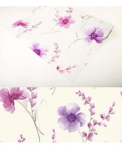 Papel de Parede Floral Com Ramos em Rosa e Roxo