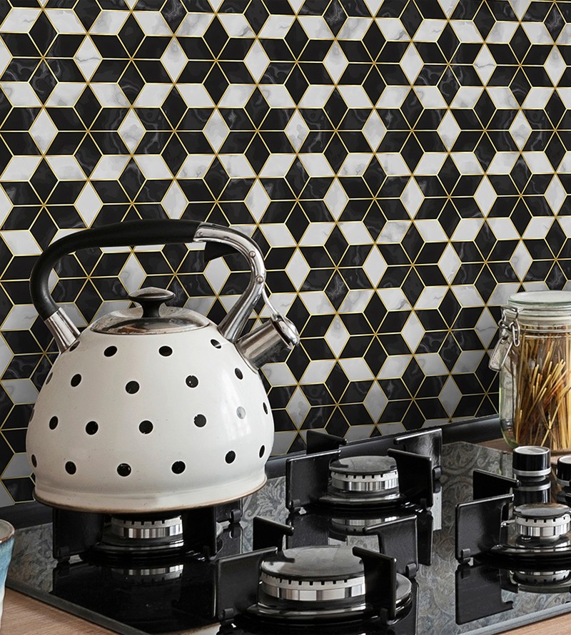 Papel de Parede Adesivo Mármore Hexágonos