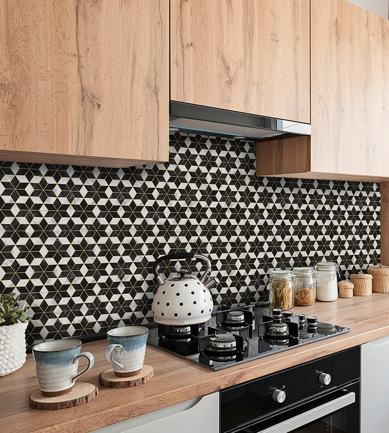 Papel de Parede Adesivo Mármore Hexágonos