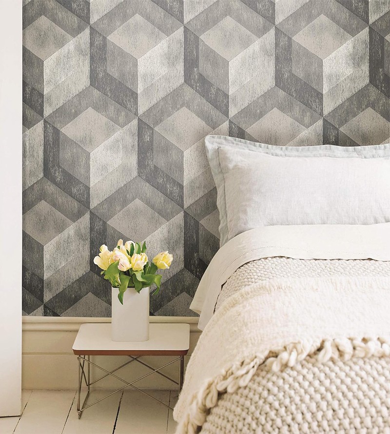 Papel de Parede Autocolante Geométrico 3D Moderno