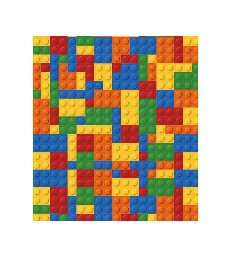 Papel de Parede lego coloridos nas cores amarelo, vermelho azul, laranja e verde - Kids 08