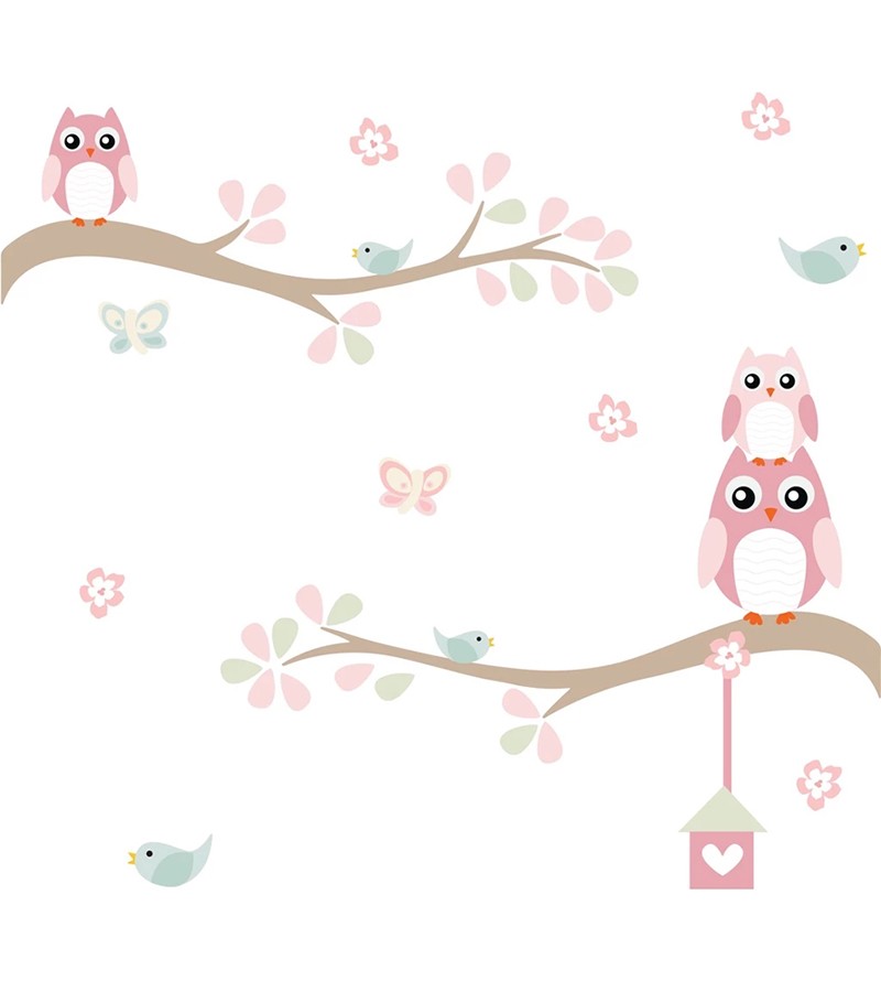Adesivo de Parede Infantil Galhos Coruja Baby...