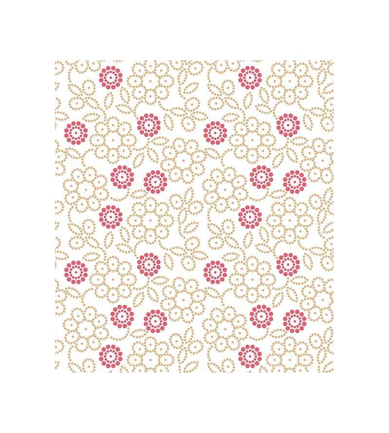 Papel de parede com fundo bege claro e desenhos em tons de rosa e bege escuro - Floral 105