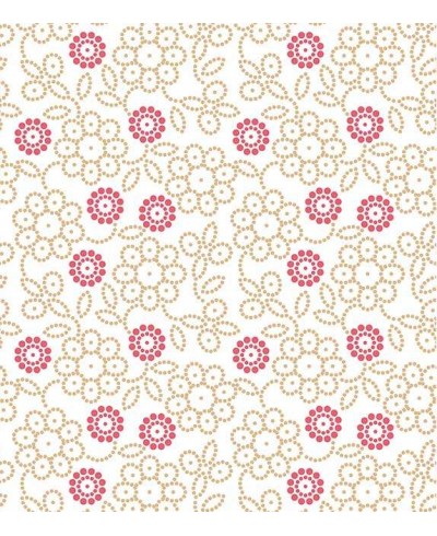 Papel de parede com fundo bege claro e desenhos em tons de rosa e bege escuro - Floral 105 Papel de parede com fundo bege claro e desenhos em tons de rosa e bege escuro - Floral 105