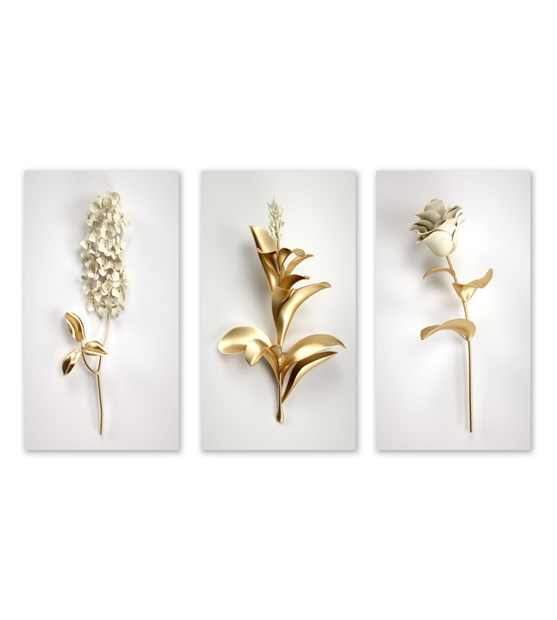 Kit Quadro Decorativo em Acrílico Ramo De Flor...