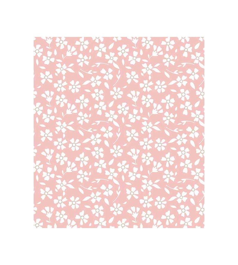 Papel de Parede com fundo em rosa claro, com detalhes em branco - Infantil 124