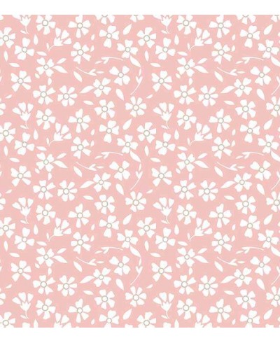 Papel de Parede com fundo em rosa claro, com detalhes em branco - Infantil 124
