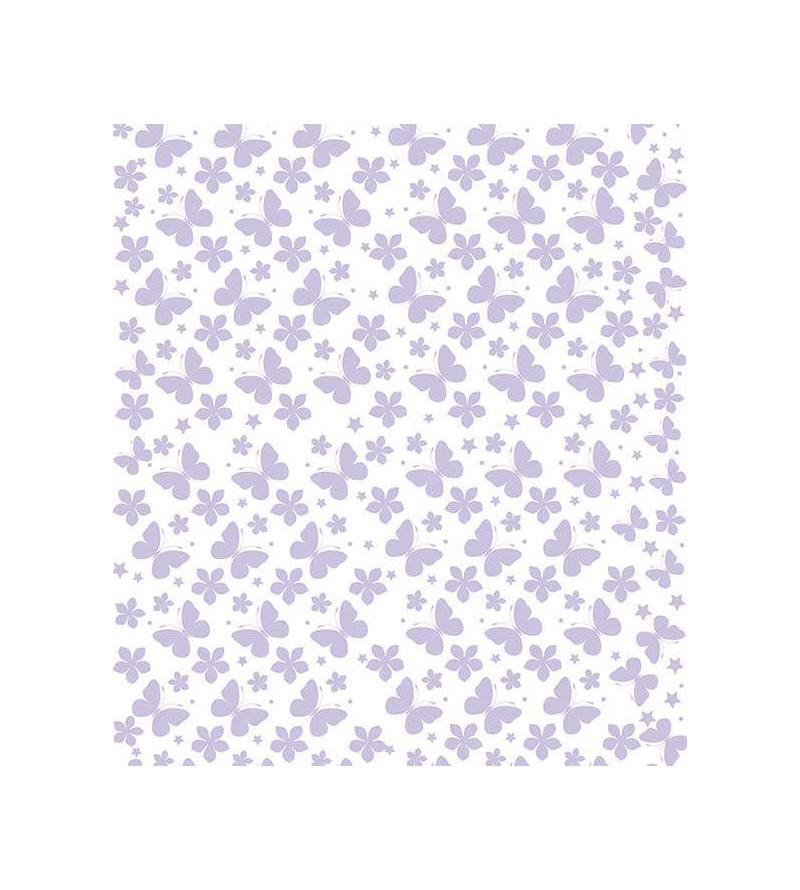 Papel de parede com fundo branco e desenhos na cor roxa - Infantil 94