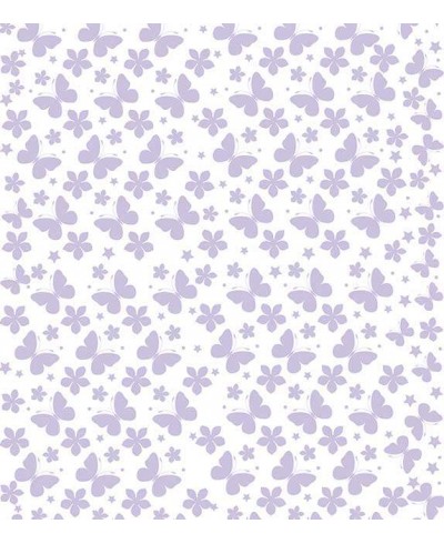 Papel de parede com fundo branco e desenhos na cor roxa - Infantil 94