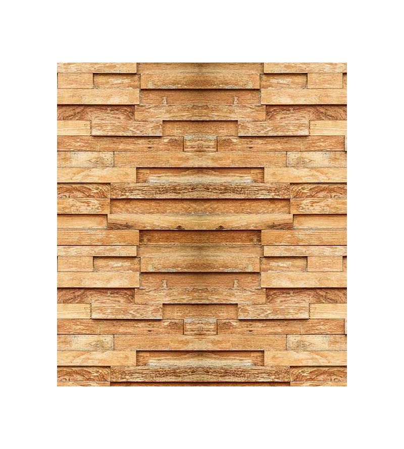 Papel de parede estilo mosaico com madeira de demolição em tons bege e marrom - Madeira 170