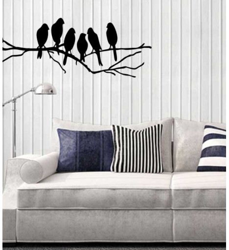 Adesivo de parede com tema de animais pássaros em galho