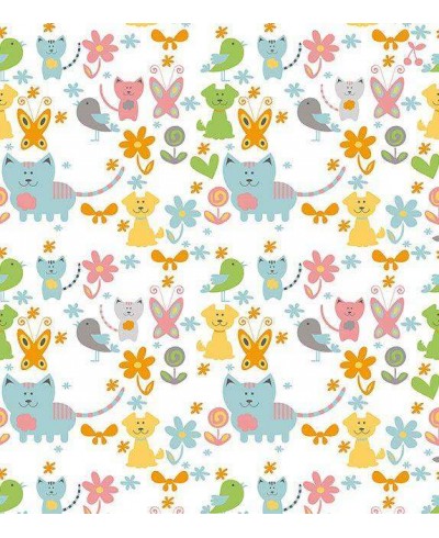 Papel de parede nas cores azul, laranja, amarelo, cinza, rosa e verde, com fundo branco - Infantil 155 Papel de parede nas cores azul, laranja, amarelo, cinza, rosa e verde, com fundo branco - Infantil 155