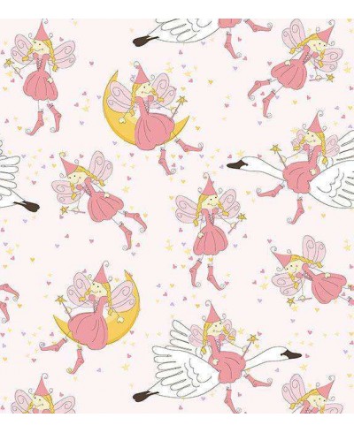 Papel de parede em tons rosa, amarelo, branco e detalhes pretos - Infantil 160