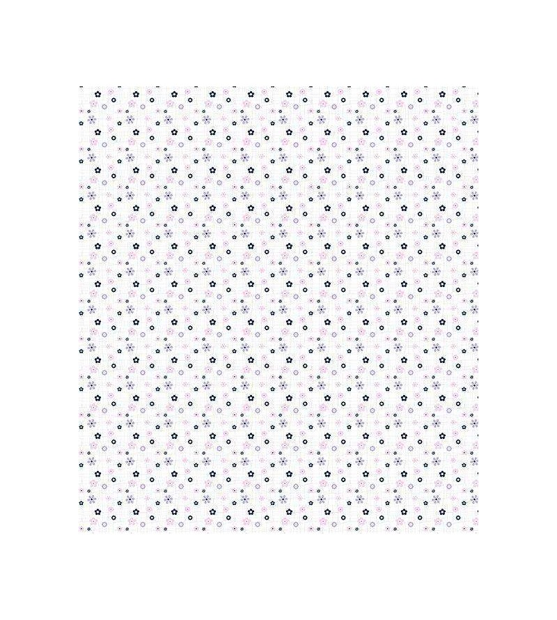 Papel de parede com fundo branco e pequenos detalhes em cinza e azul - Infantil 19