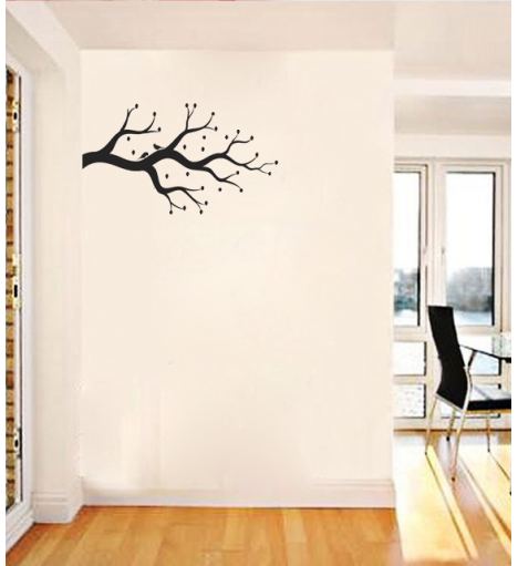 Adesivo de parede para sala com arvore e florais com folhas
