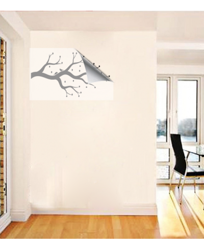 Adesivo de parede para sala com arvore e florais com folhas Adesivo de parede para sala com arvore e florais com folhas