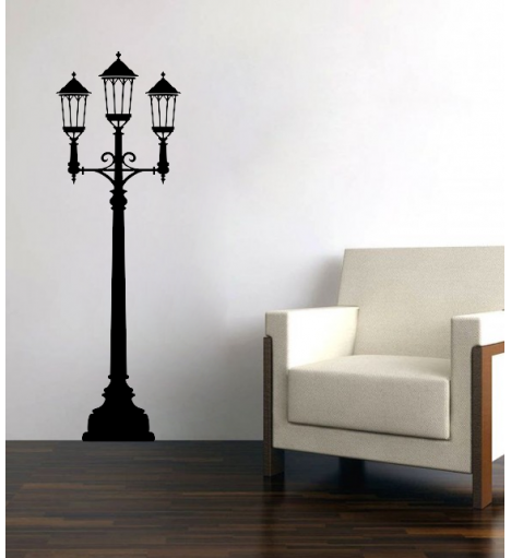 Adesivo de parede sala luminária poste em estilo antigo