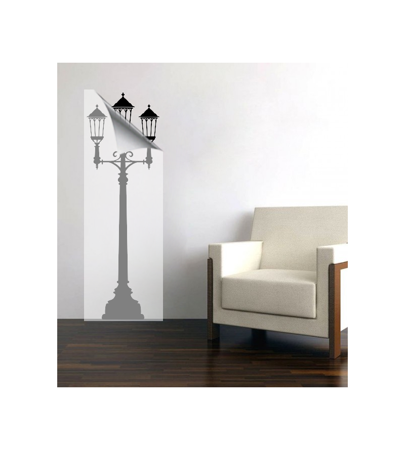 Adesivo de parede sala luminária poste em estilo antigo