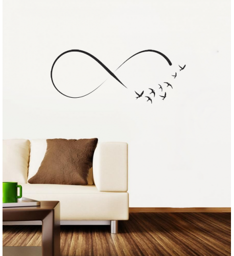 Adesivo de parede sala infinito em passáros