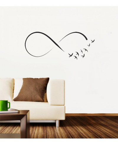 Adesivo de parede sala infinito em passáros