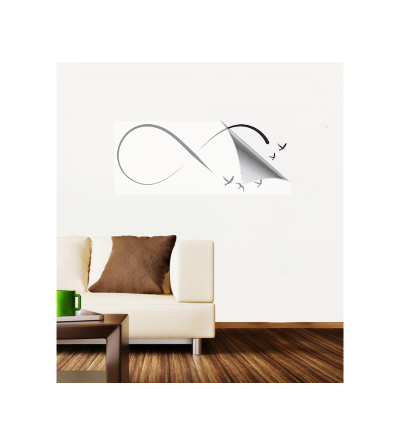 Adesivo de parede sala infinito em passáros