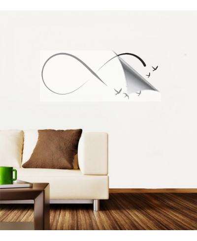 Adesivo de parede sala infinito em passáros