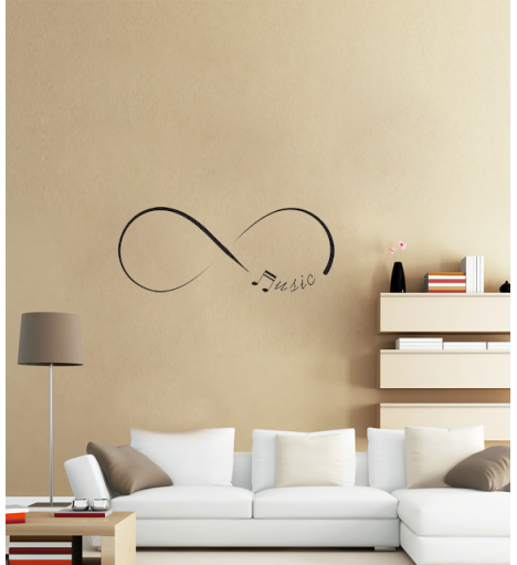 Adesivo de parede sala musica em infinito music