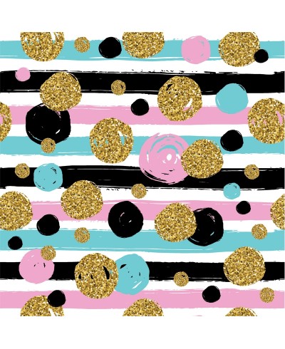 Papel de parede com azul, branco preto e rosa com detalhes imitando glittler - Teen 40