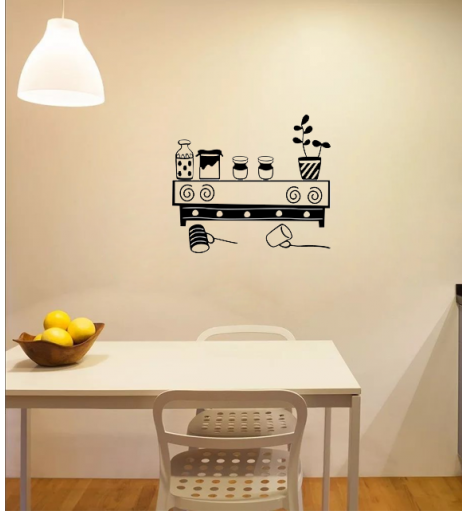 Adesivo de parede para cozinha suporte caneca potes e jarra - Cozinha 01