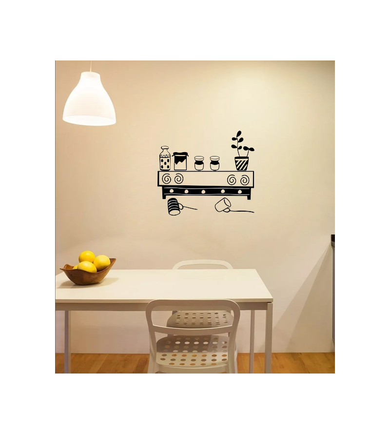 Adesivo de parede para cozinha suporte caneca potes e jarra - Cozinha 01