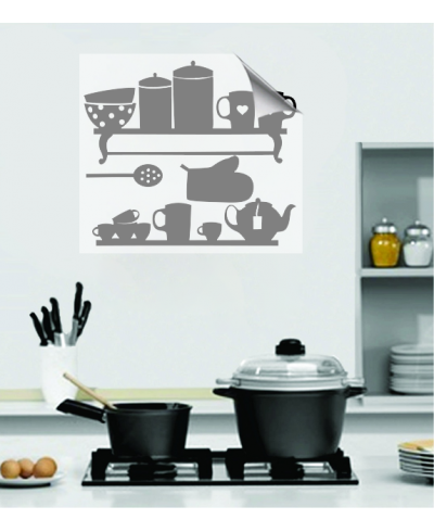 sticker adesivo de parede com temática para cozinha de suporte caneca potes canecas - Cozinha 02 sticker adesivo de parede com temática para cozinha de suporte caneca potes canecas - Cozinha 02