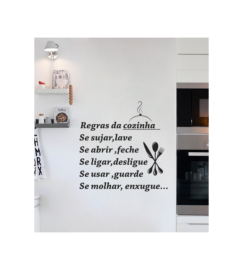 Adesivo de cozinha mandala com frase regras da cozinha - Cozinha 14