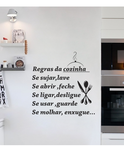 Adesivo de cozinha mandala com frase regras da cozinha - Cozinha 14