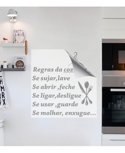 Adesivo de cozinha mandala com frase regras da cozinha - Cozinha 14
