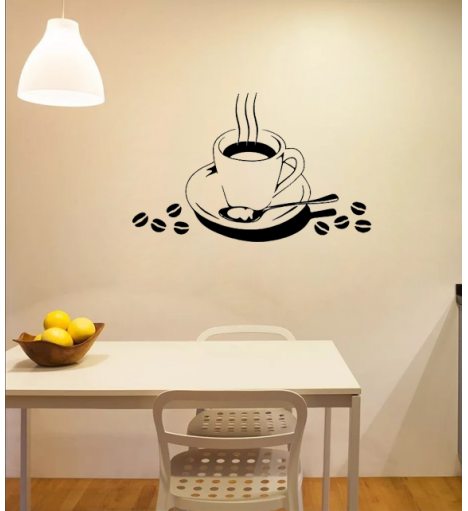 Adesivo de cozinha Xícara com Grãos de Café - Cozinha 34