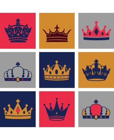 Papel de Parede Coroas em ladrilhos com detalhes em branco coroas reis e rainhas